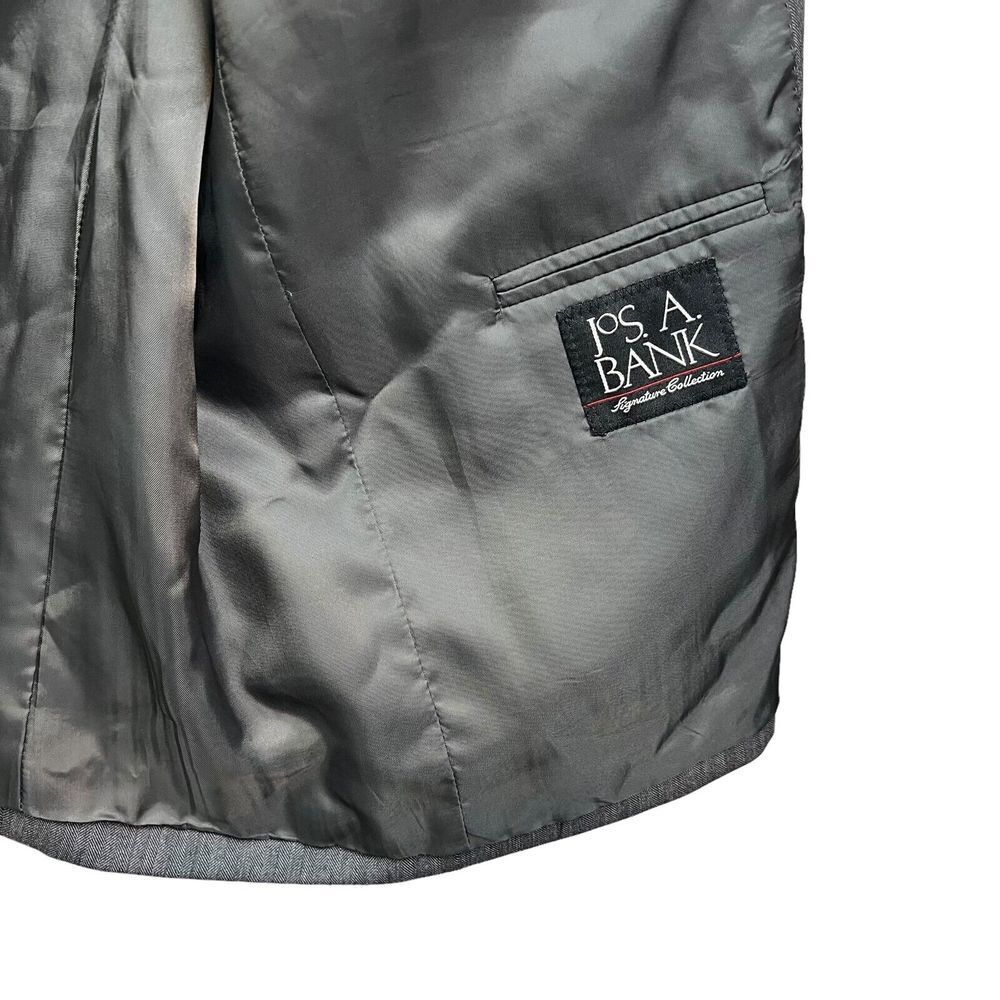 Jos A Bank Signature Collection Mens Blazer Wool Notch Button‎ Vented Gray 48R - Picture 4 of 7